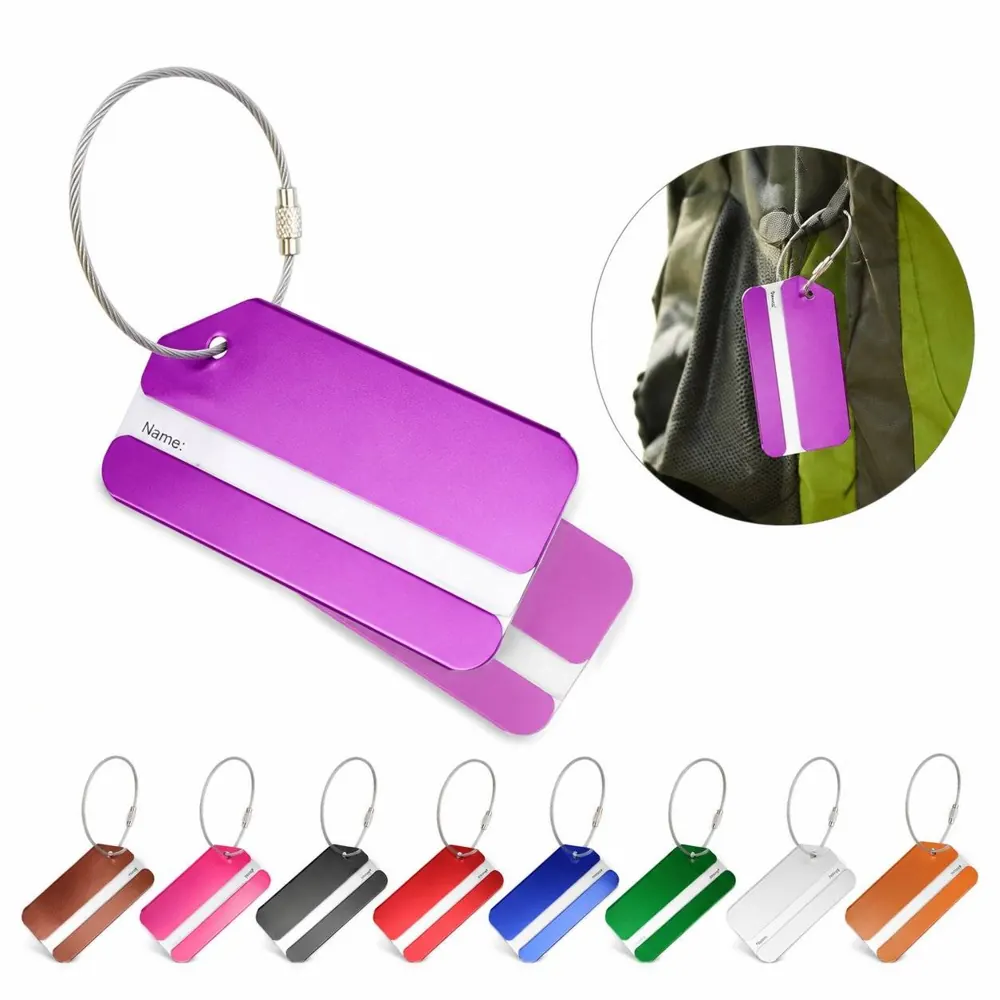 Laser Engraved Aluminum Alloy Luggage Tag with Wire Ring 2