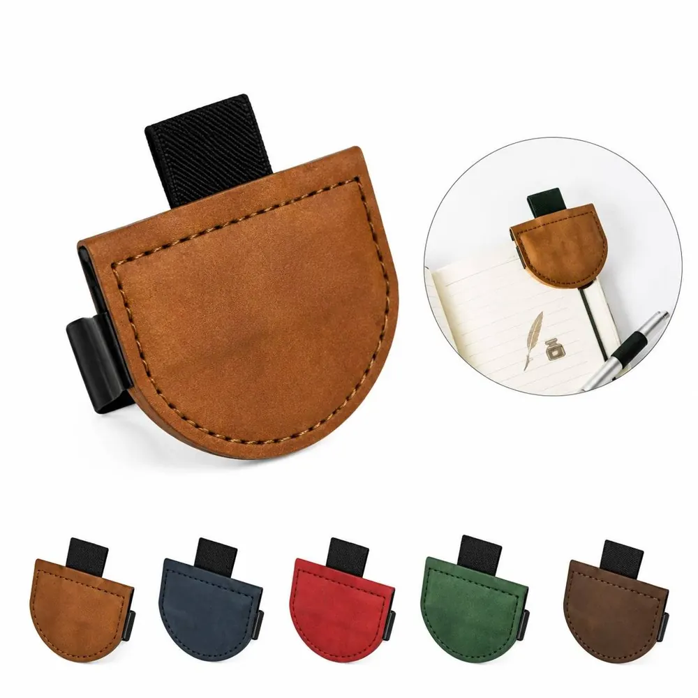 Leather Magnetic Bookmark with Pen Holder for Reading 2