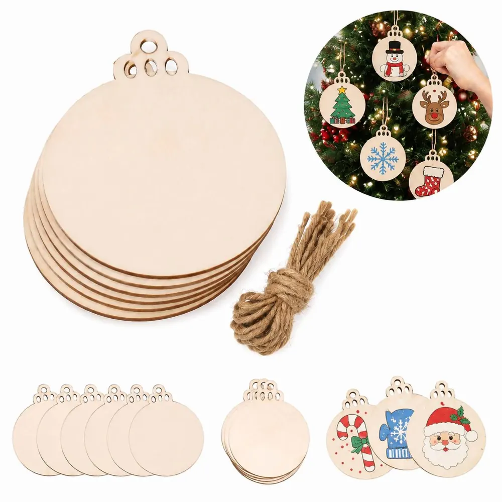 10 Pack Natural Wood Easter Ornaments for DIY Crafting 2