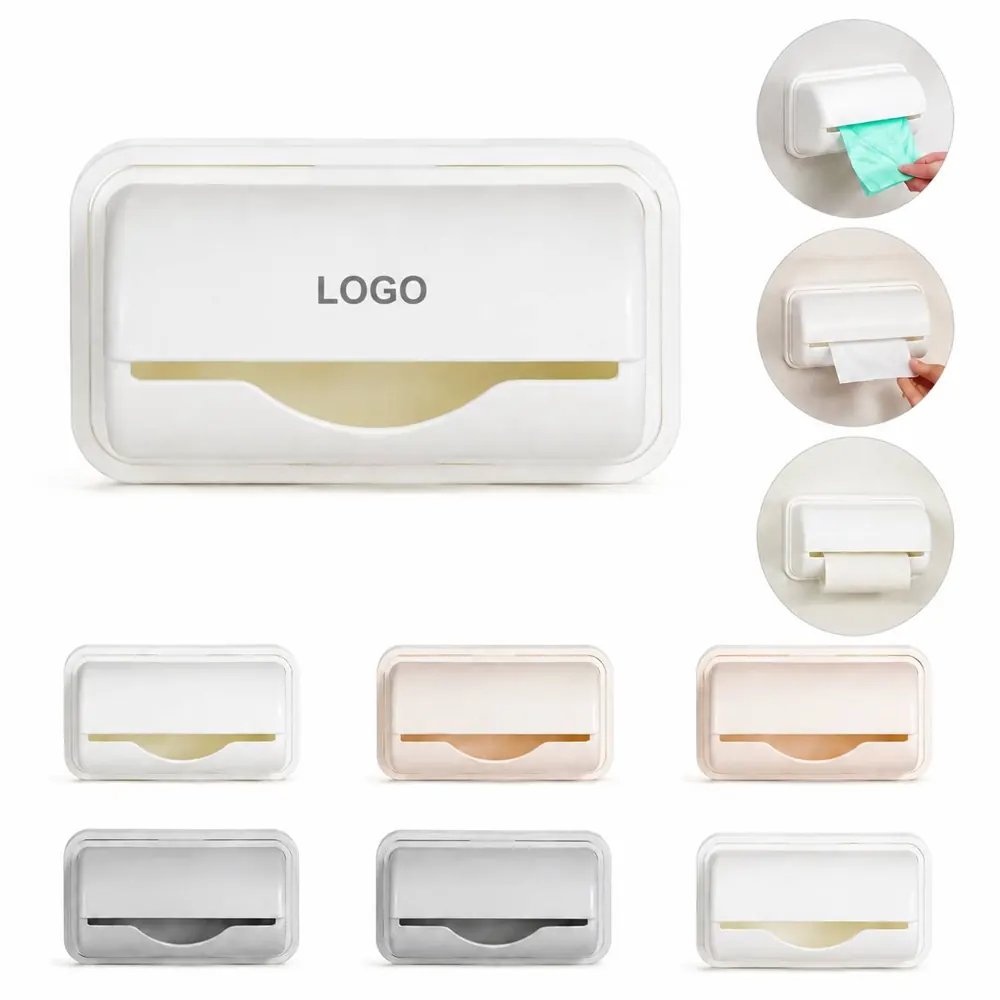 Wall Mount Adhesive Trash Bag Storage Box with Easy Dispense