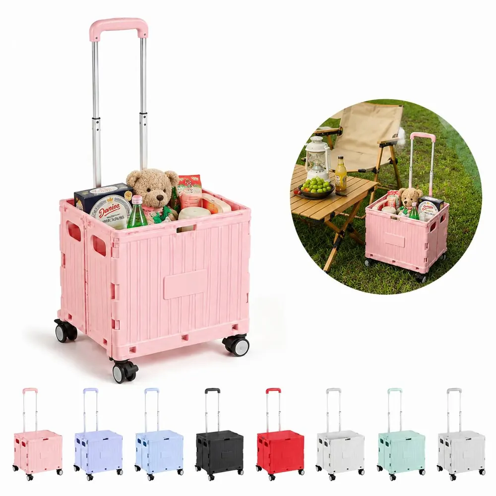 Foldable Utility Cart with 360° Swivel Wheels 2