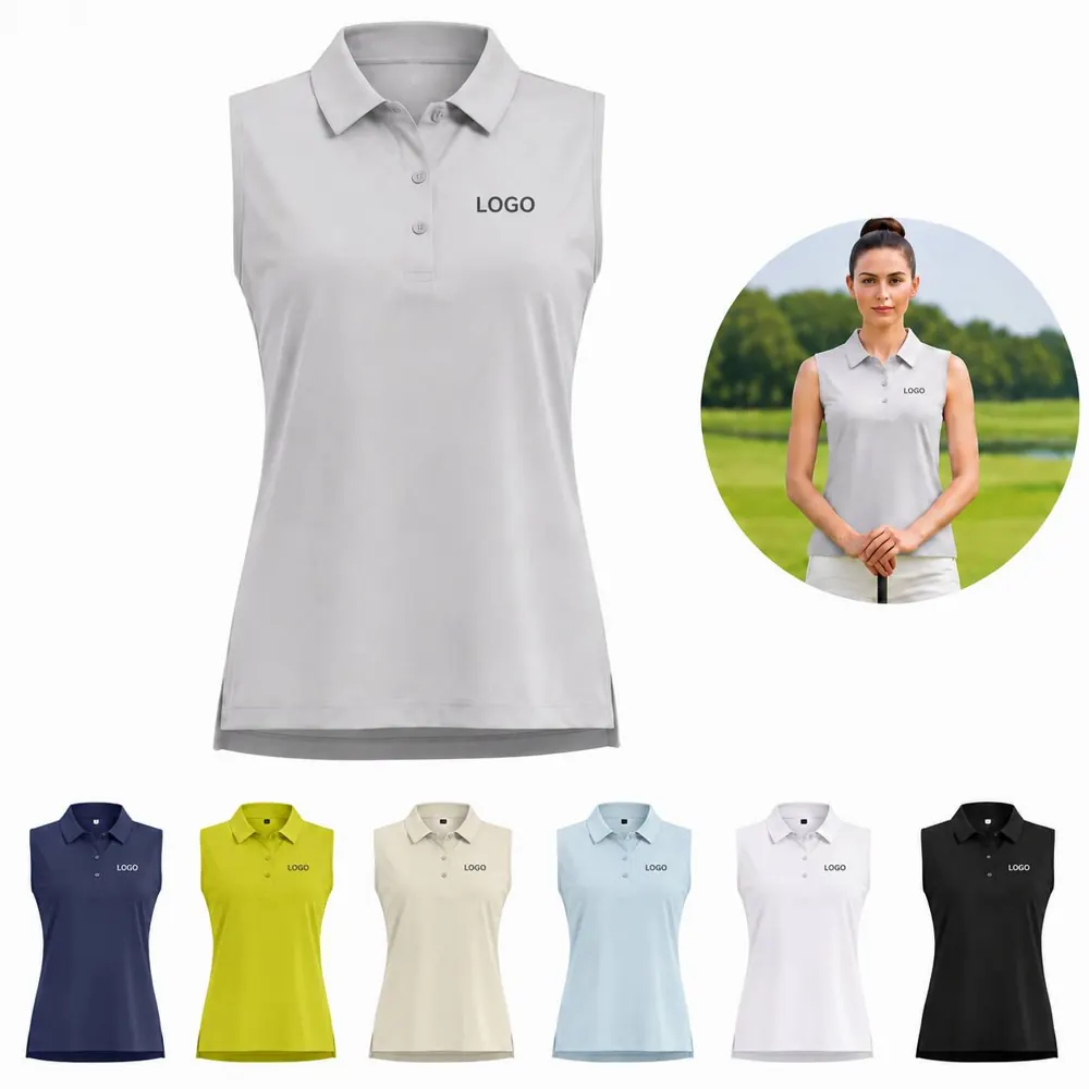 Women's Sleeveless Polo Shirt Lightweight Breathable