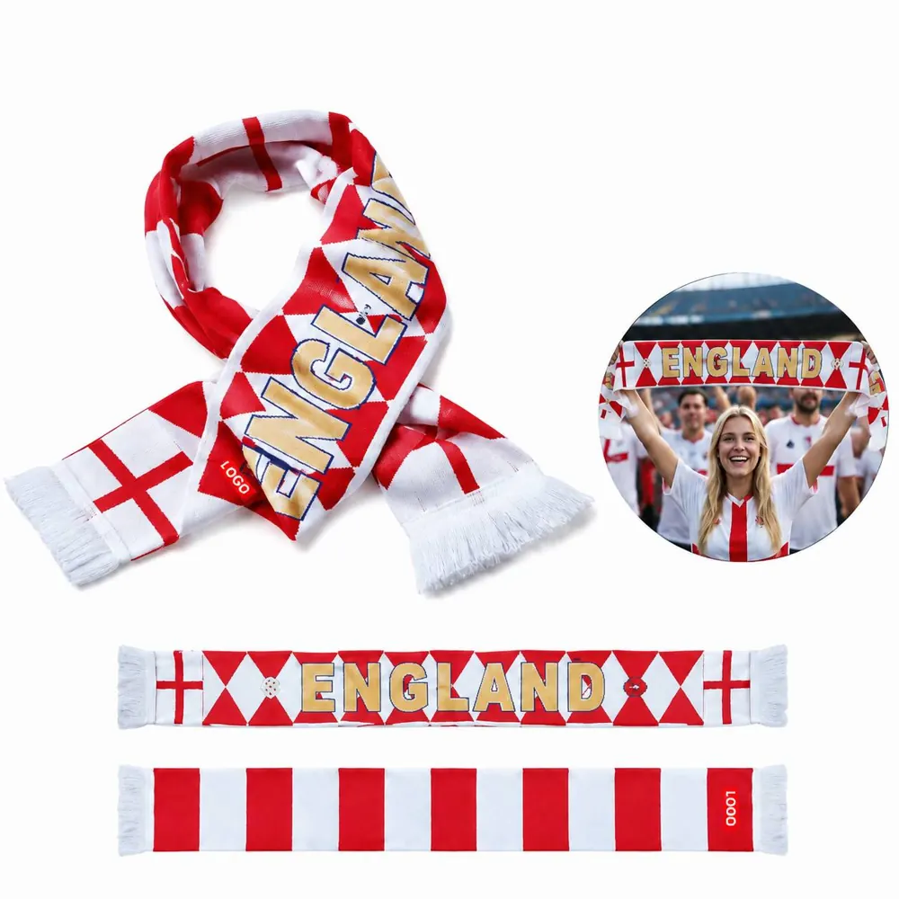 Soft Double-Sided Soccer Fan Scarf with Tassels