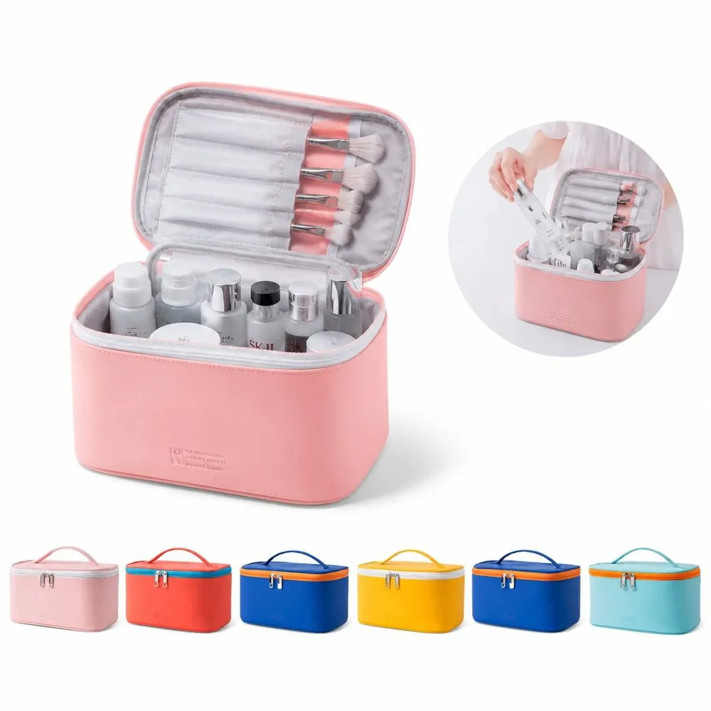 PU Waterproof Makeup Bag with Multiple Compartments 2