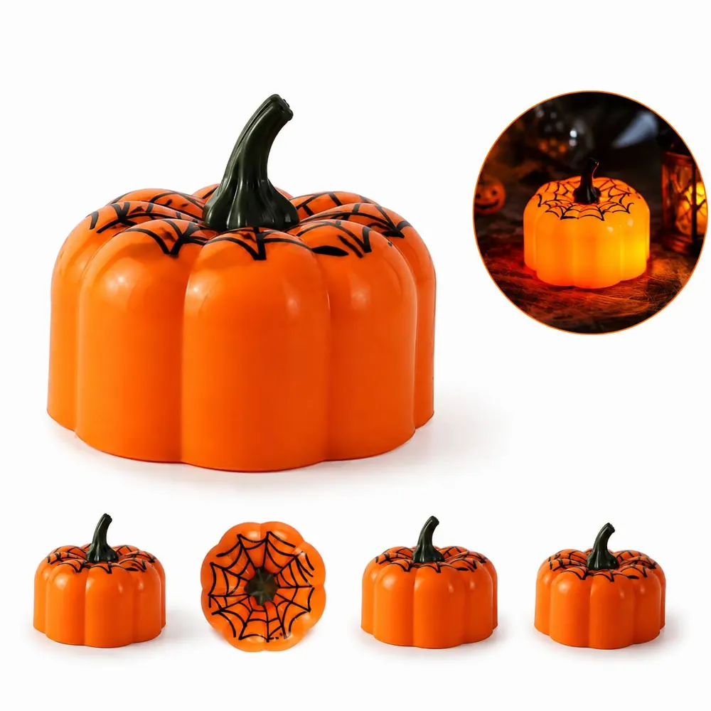 Flameless LED Pumpkin Tea Lights, Battery-Operated 2