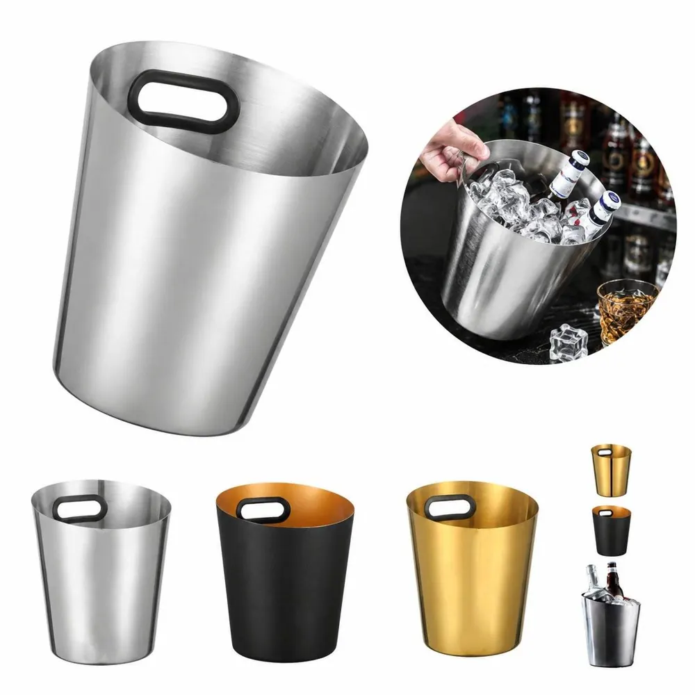 Stainless Steel Slant Ice Bucket with Double-Wall Insulation 2