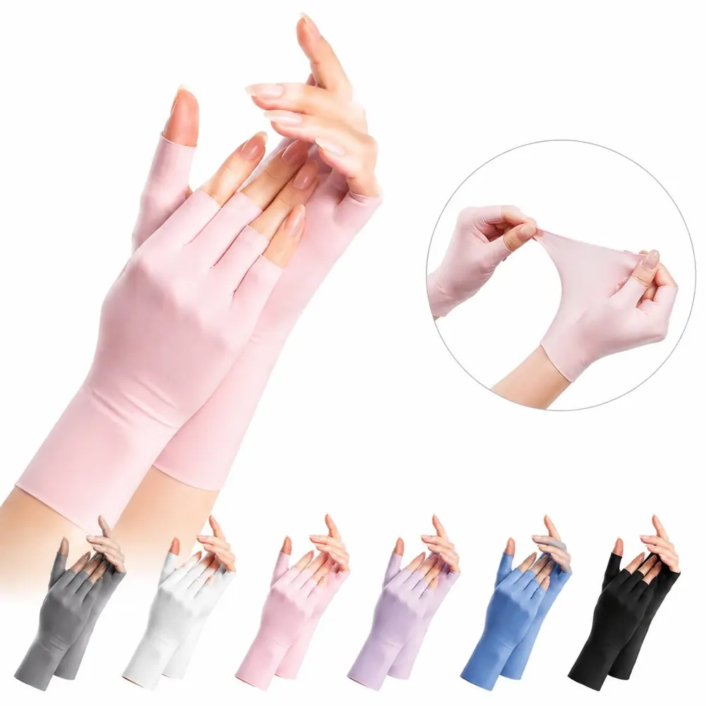 UV Protection Ice Silk Gloves for Manicure & Sun Shield 2