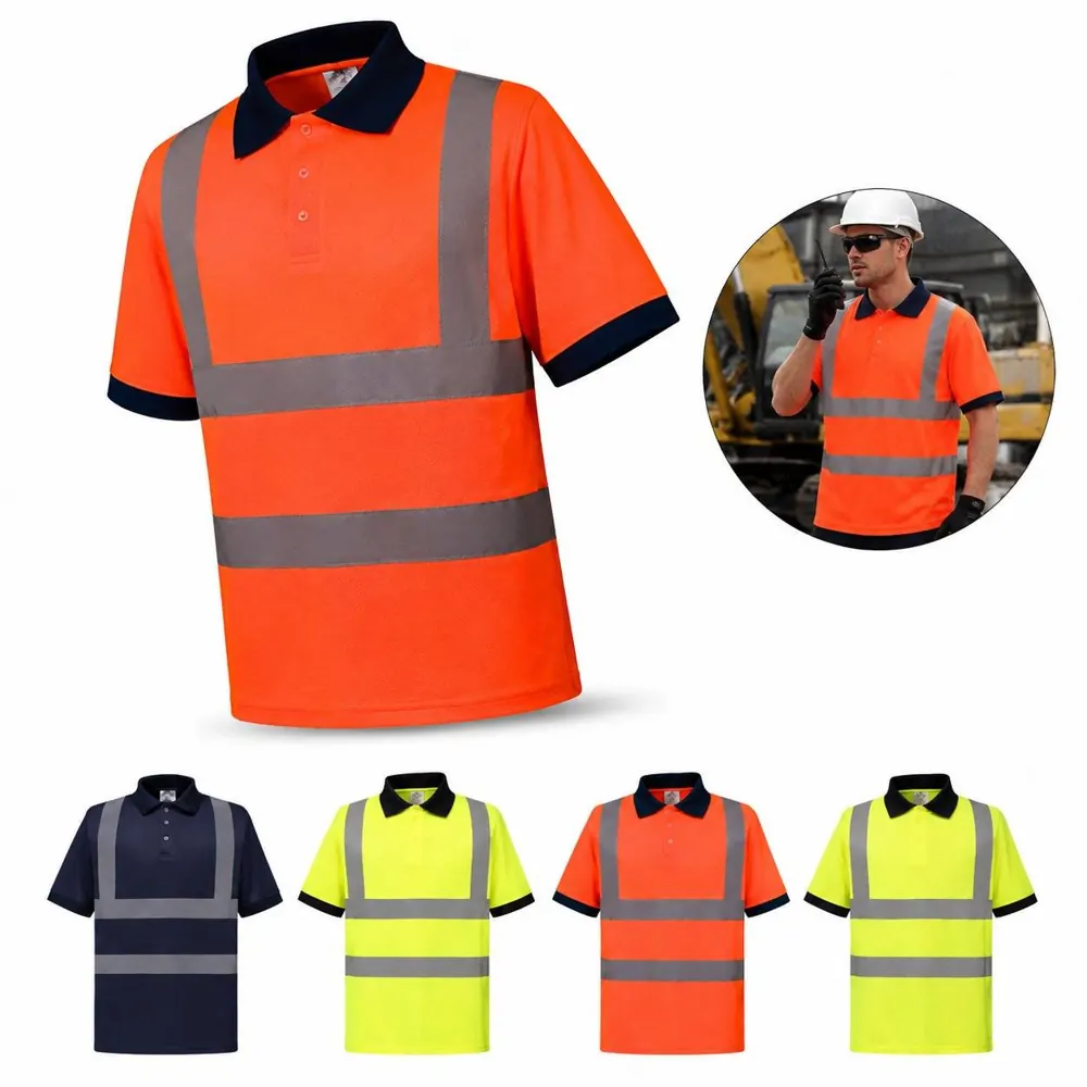 Reflective Safety Polo Shirt with High-Visibility Strips 2