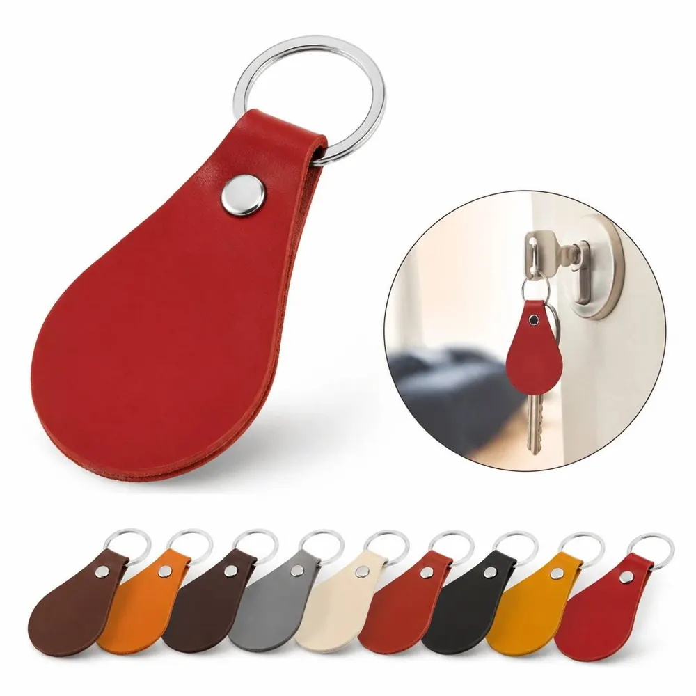 Genuine Leather Zinc Keychain with Metal Ring and Snap 2