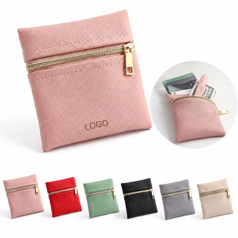 Mini PU Zipper Pouch Jewelry Organizer Travel Storage Bag