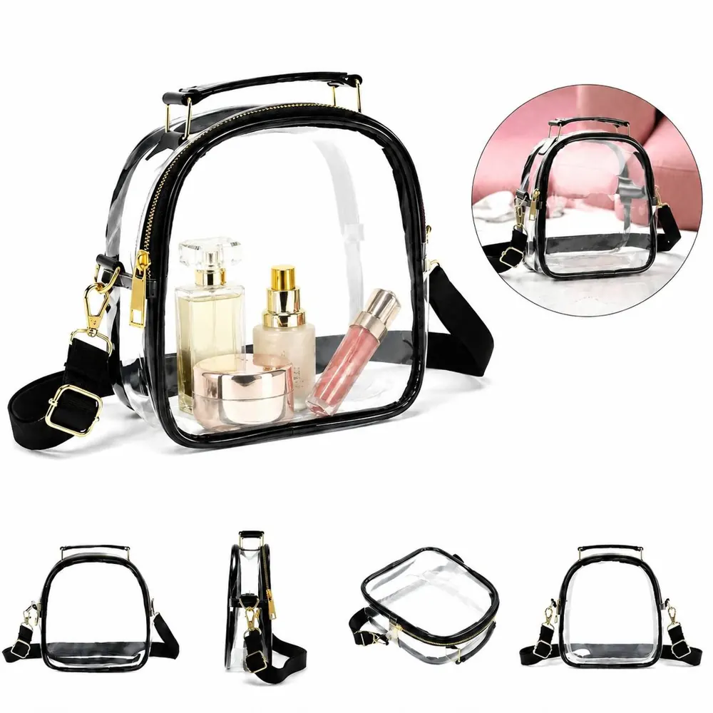Clear Waterproof PVC Crossbody Bag with Adjustable Strap 2