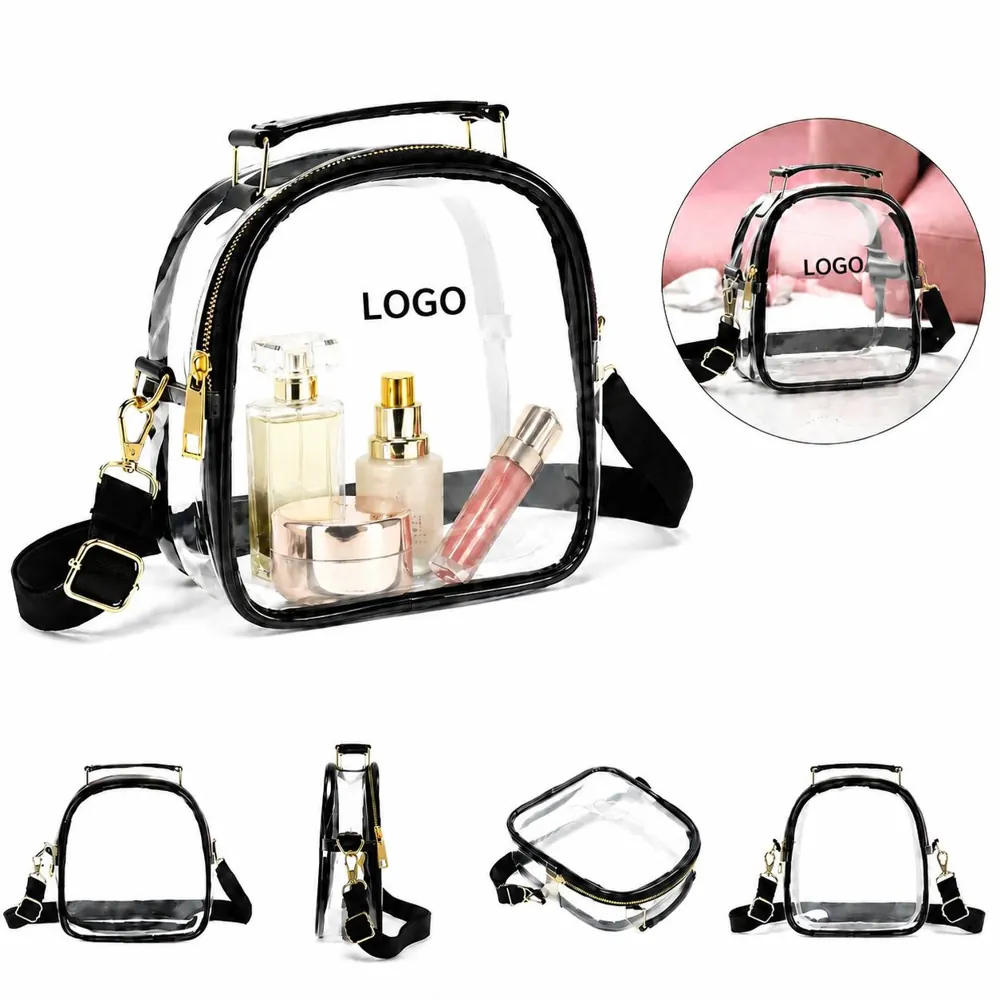 Clear Waterproof PVC Crossbody Bag with Adjustable Strap