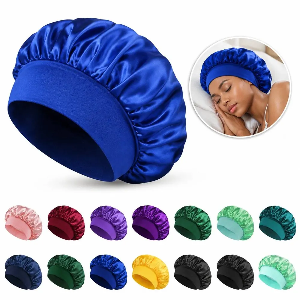 Adjustable Satin Sleep Bonnet for Hair Protection and Shower 2