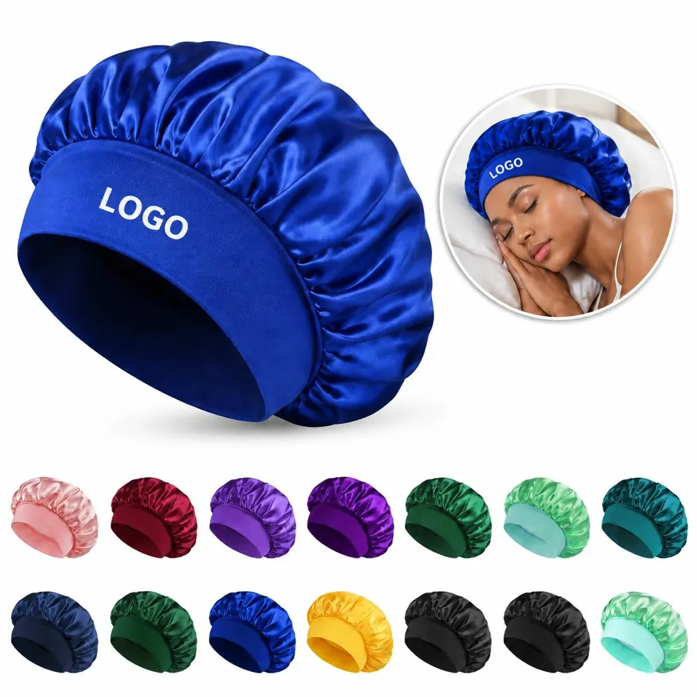 Adjustable Satin Sleep Bonnet for Hair Protection and Shower