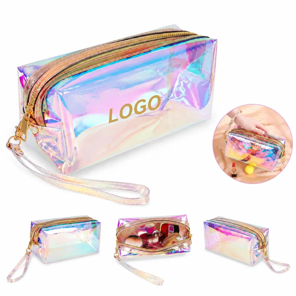 Iridescent Clear TPU Makeup Bag Waterproof Travel Cosmetic
