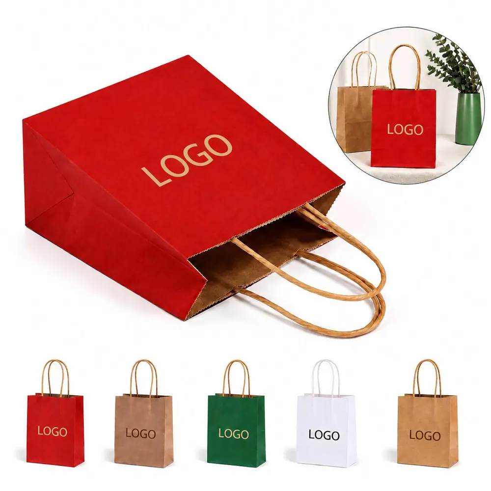 Mini White Kraft Gift Bag with Handles for Retail & Party