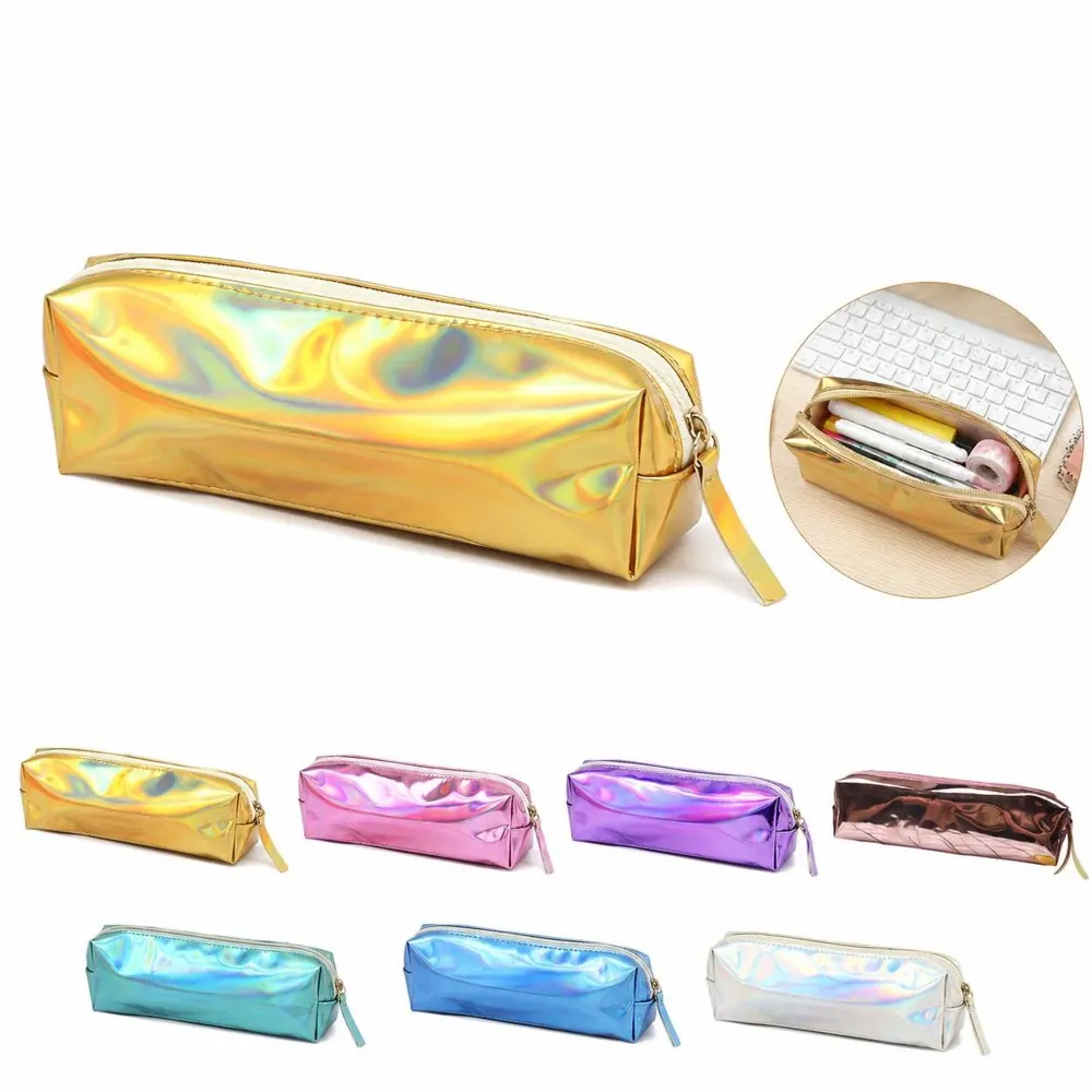 Laser PU Pencil Pouch with Secure Zipper, Compact Storage 2