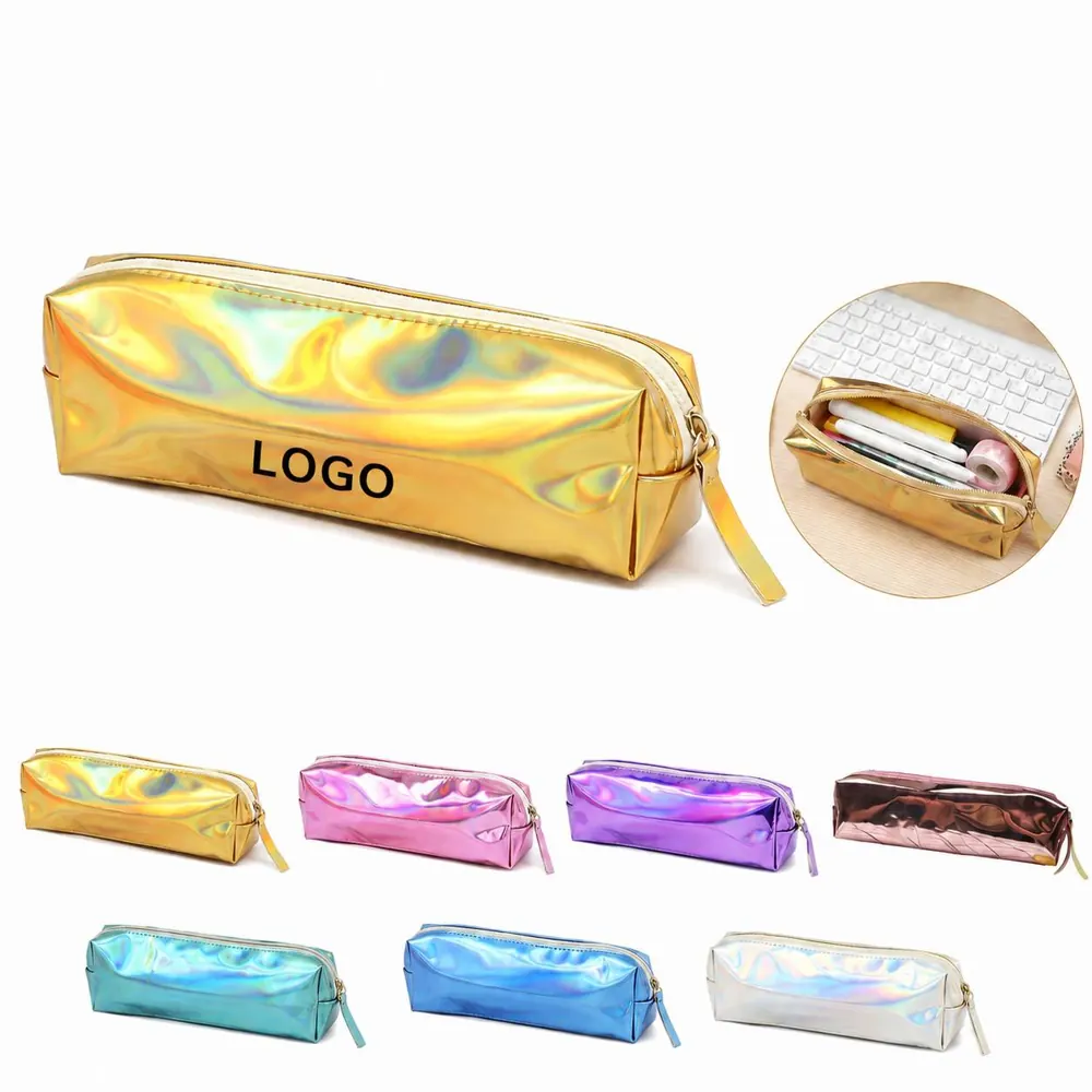 Laser PU Pencil Pouch with Secure Zipper, Compact Storage