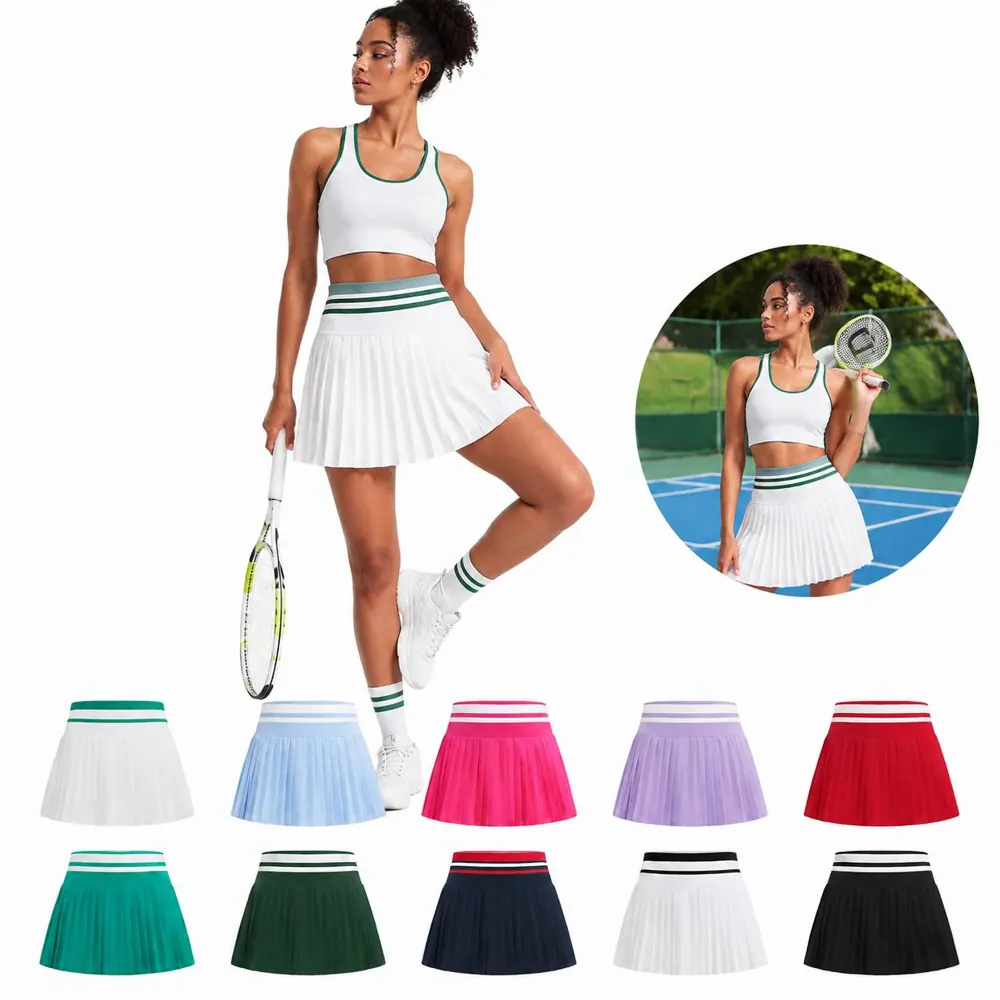 Women High Waisted Pleated Golf Skirt with Pockets 2