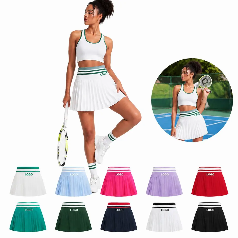 Women High Waisted Pleated Golf Skirt with Pockets