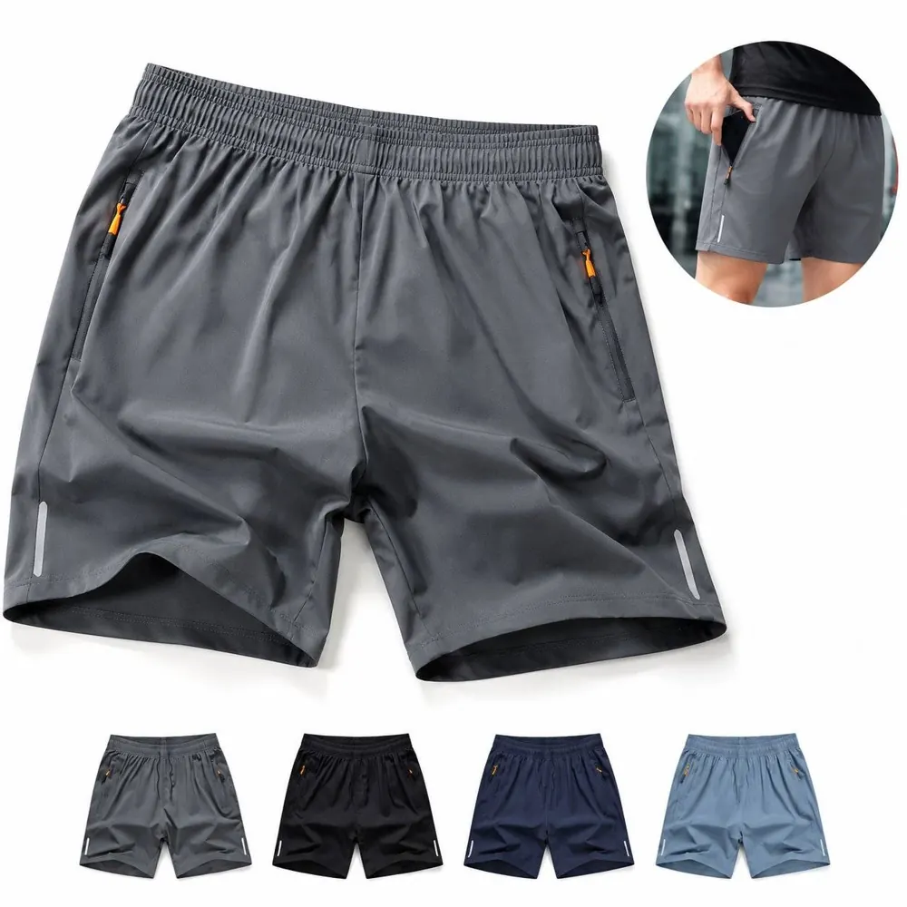Men's Quick-Dry Sport Shorts with Zipper Pockets 2