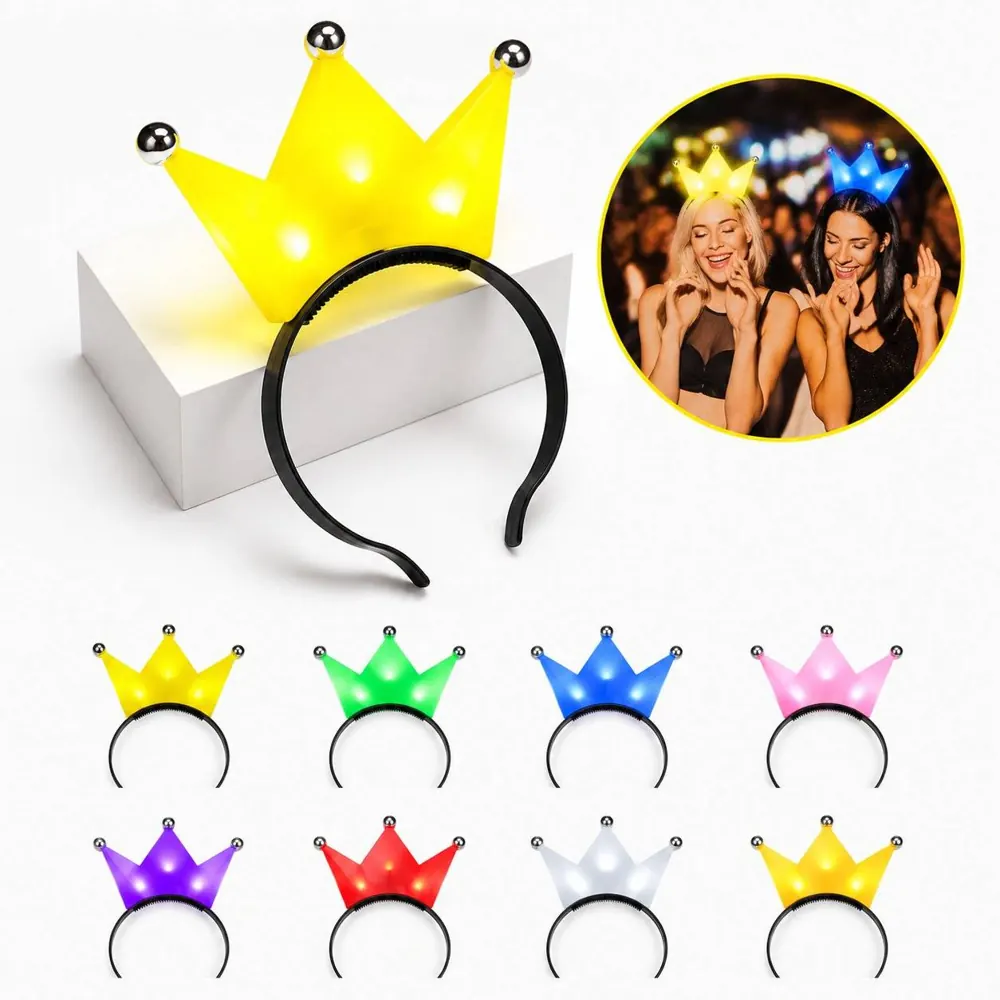 LED Crown Tiara Headband with Built-in Battery for Festive 2
