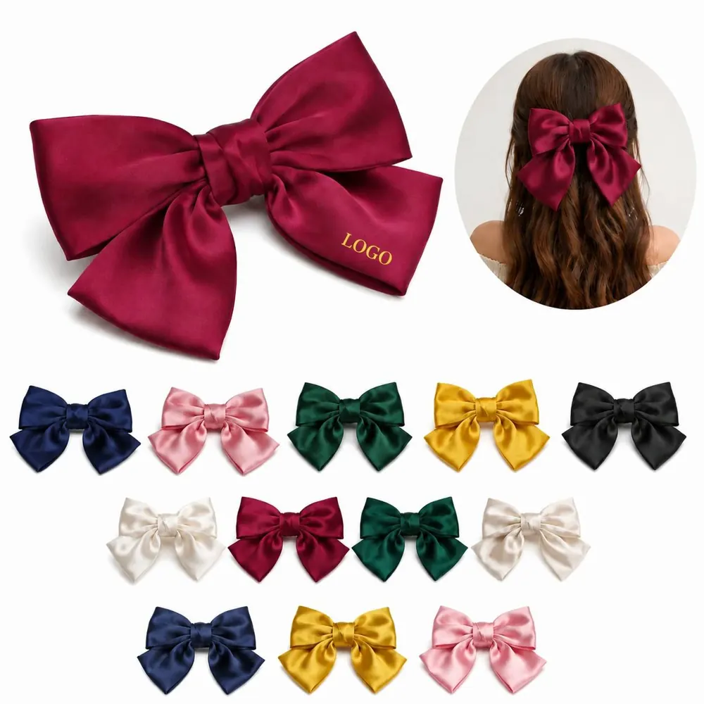 Large Satin Bow Barrette Hair Clip for Elegant Styles