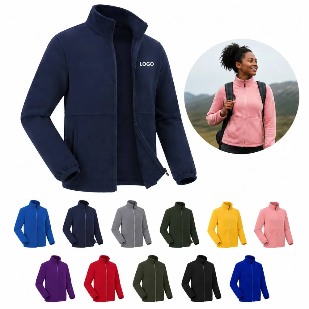 Unisex Fleece Jacket Warm Zip-Up Lightweight Outdoor Coat