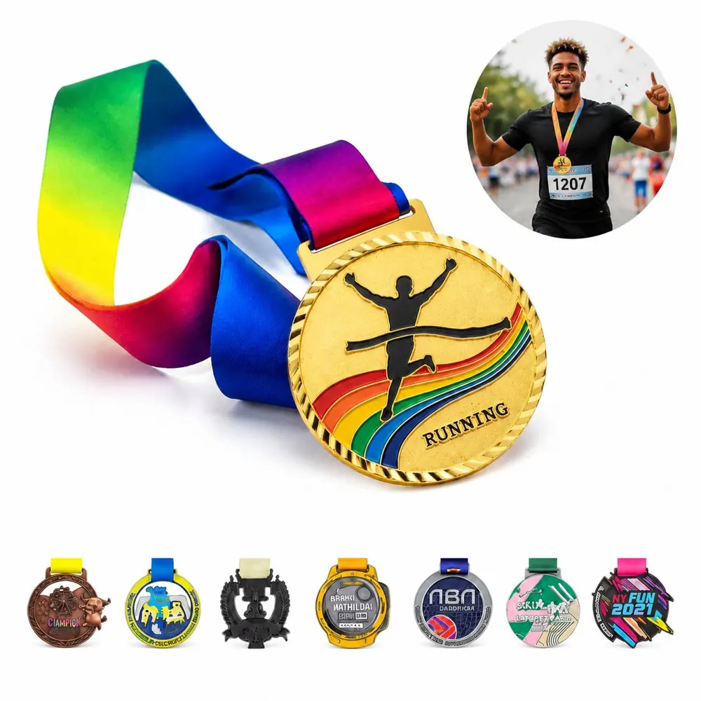 Customizable 2D Award Medal with Lanyard for Engraving 2