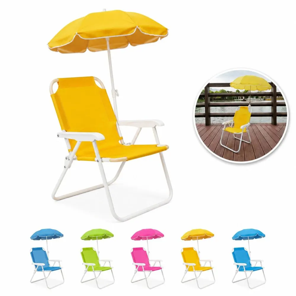Kids Beach Chair with Foldable Frame and Sun Umbrella 2