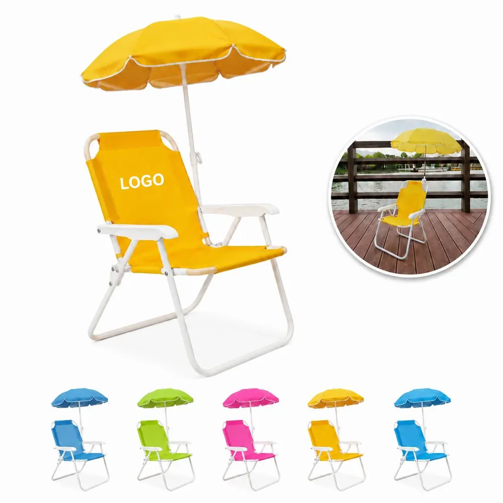 Kids Beach Chair with Foldable Frame and Sun Umbrella