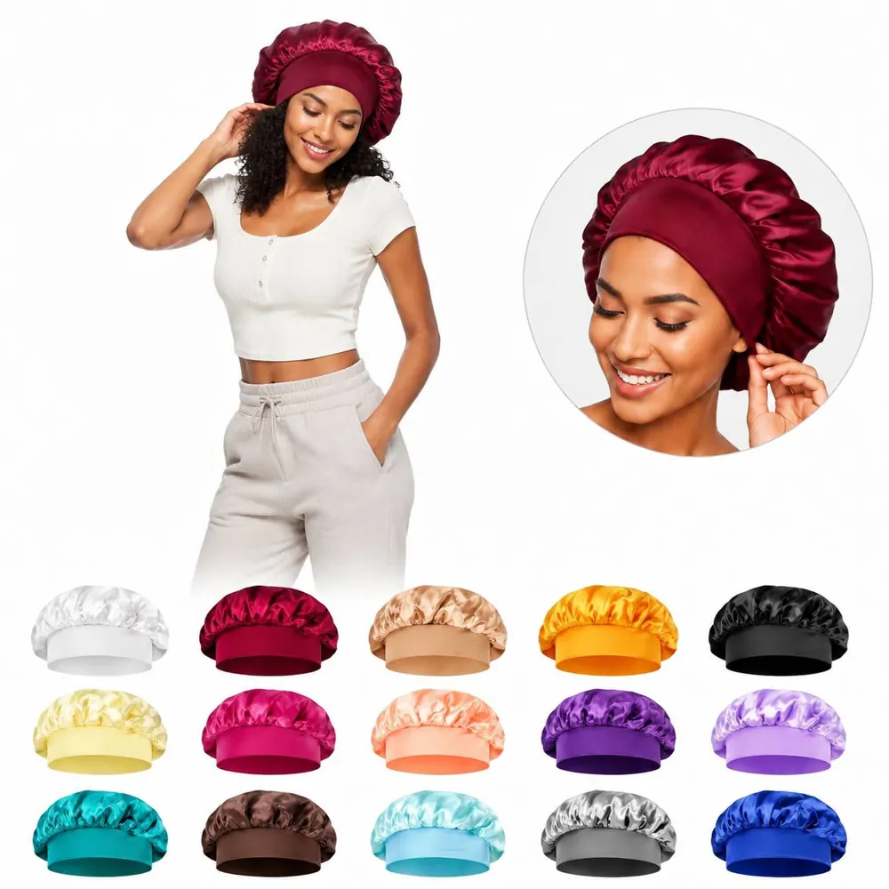 Adjustable Satin Sleep Bonnet for Hair Protection 2