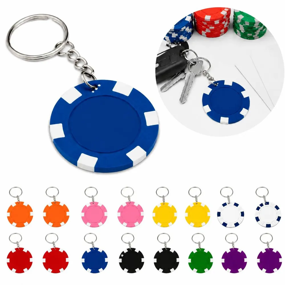 Lucky Poker Chip Keychain Set, Double-Sided Metal Casino 2