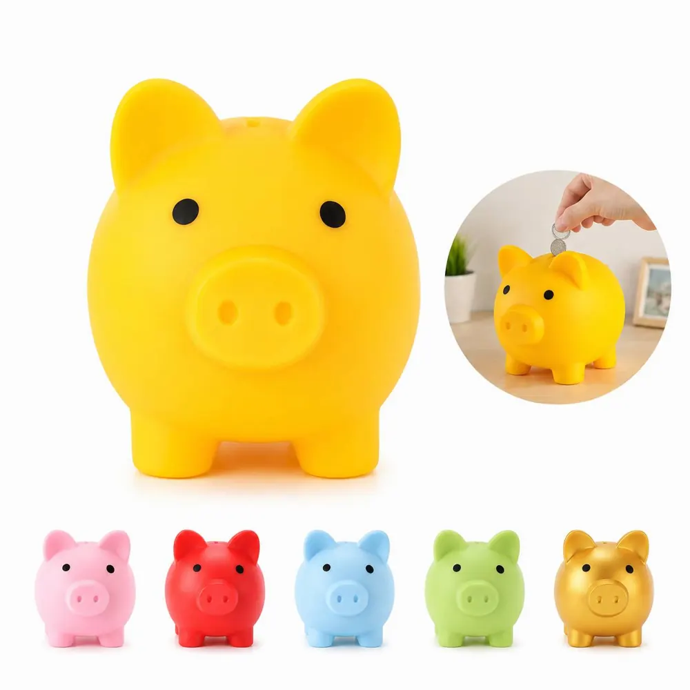 Unbreakable Vinyl Piggy Bank with Wide Slot and Bottom Plug 2
