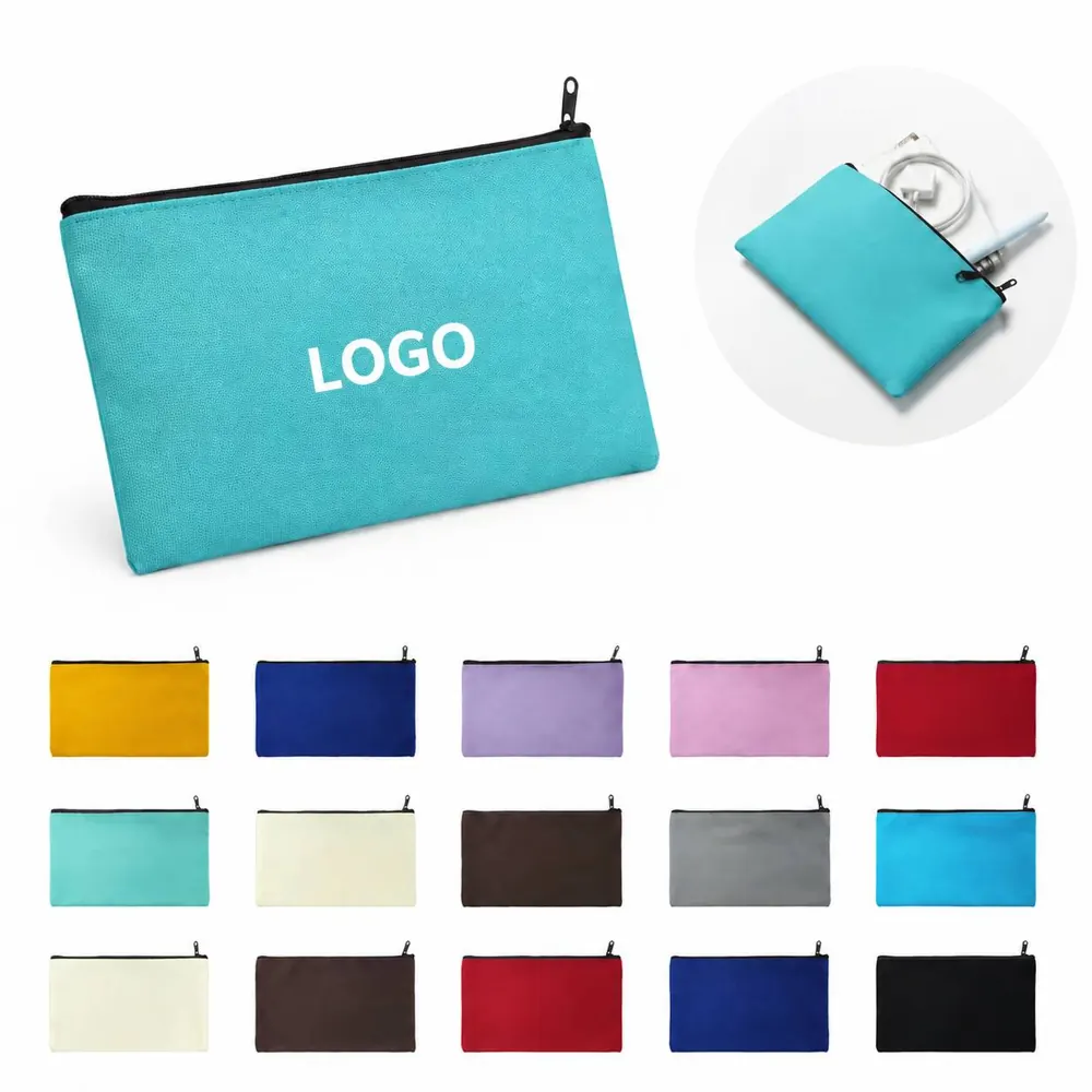 Colorful Canvas Zipper Pencil Case for School Office Travel