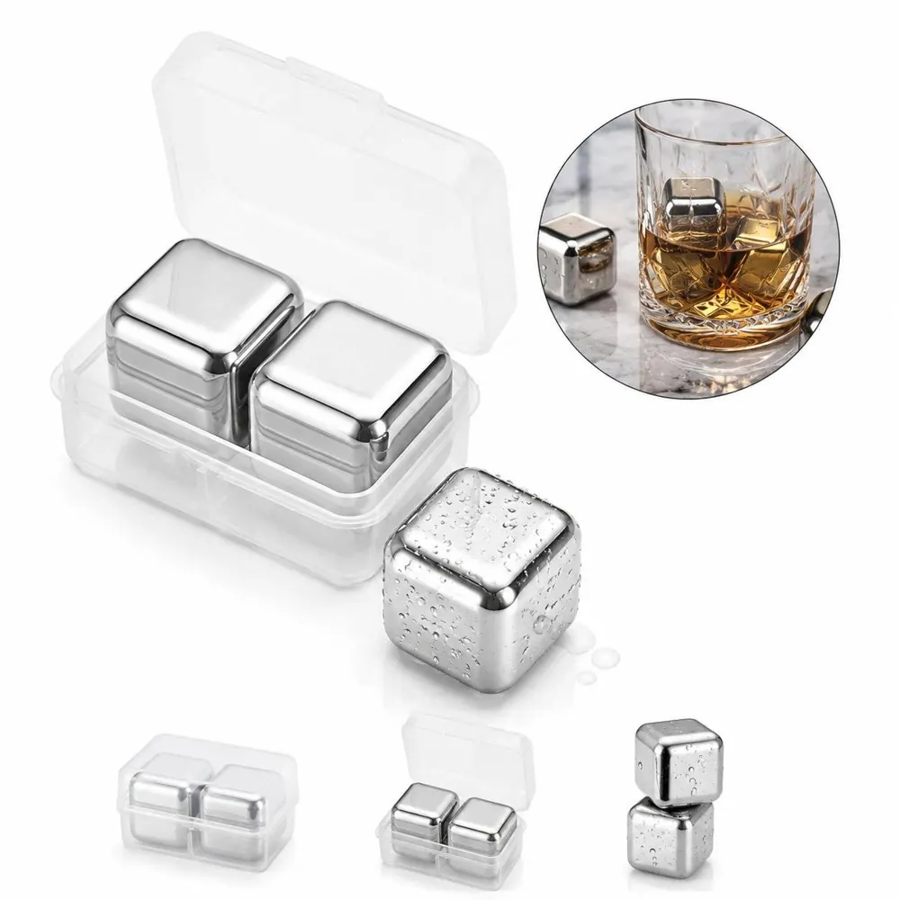Reusable Stainless Steel Ice Cubes 2-Pack for Chilling 2