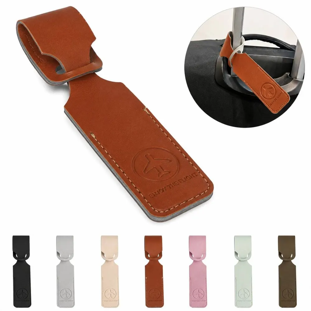 Double-sided PU Leather Luggage Tag with Transparent ID Slot 2