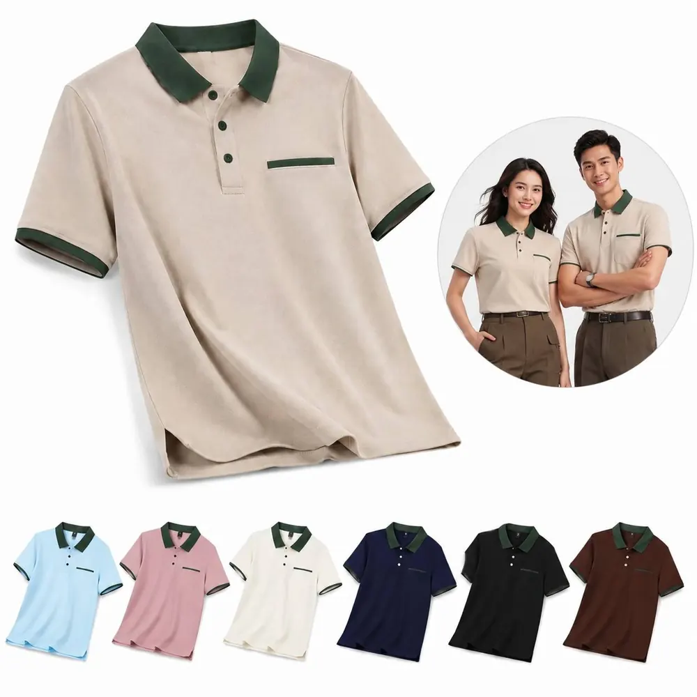 Men's Short Sleeve Polo Shirt with Pocket, Breathable 2