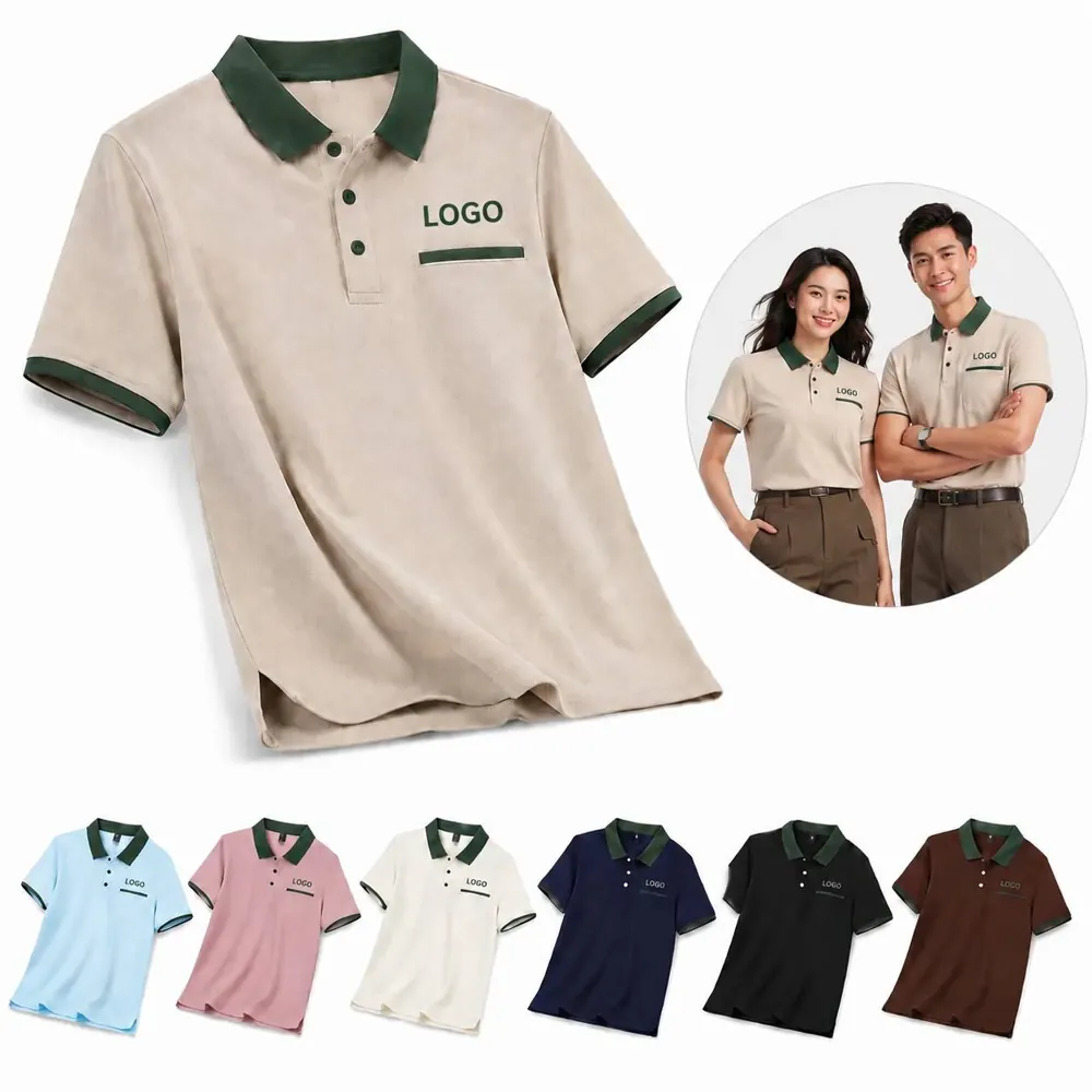 Men's Short Sleeve Polo Shirt with Pocket, Breathable