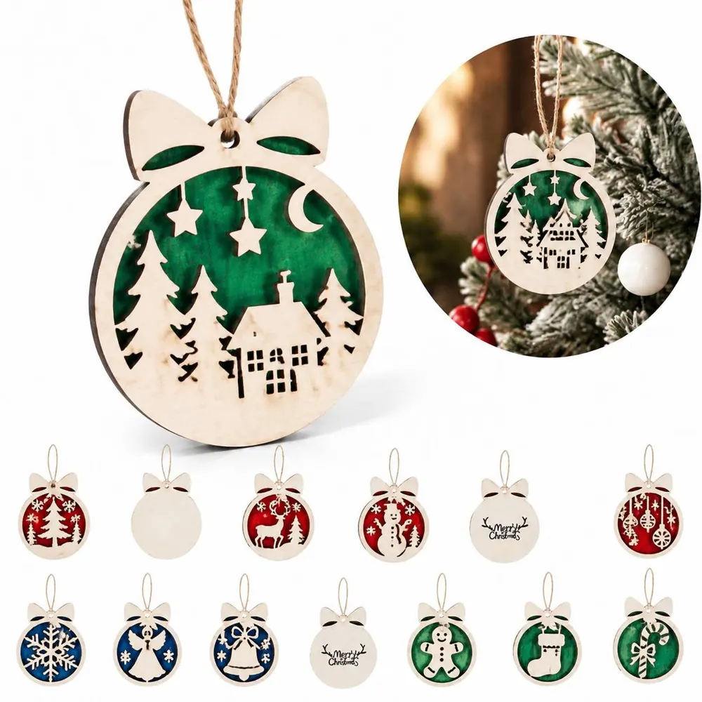 Natural Wood Hanging Ornaments with Hole for DIY Holiday 2