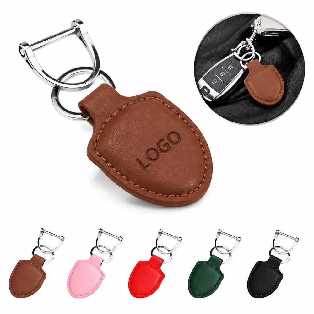 Genuine Leather Keychain with D-Ring for Car Keys
