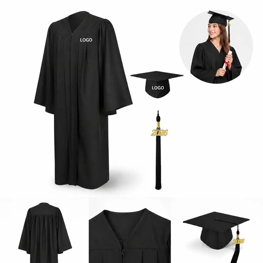 Unisex Matte Graduation Gown, Cap & Tassel Set