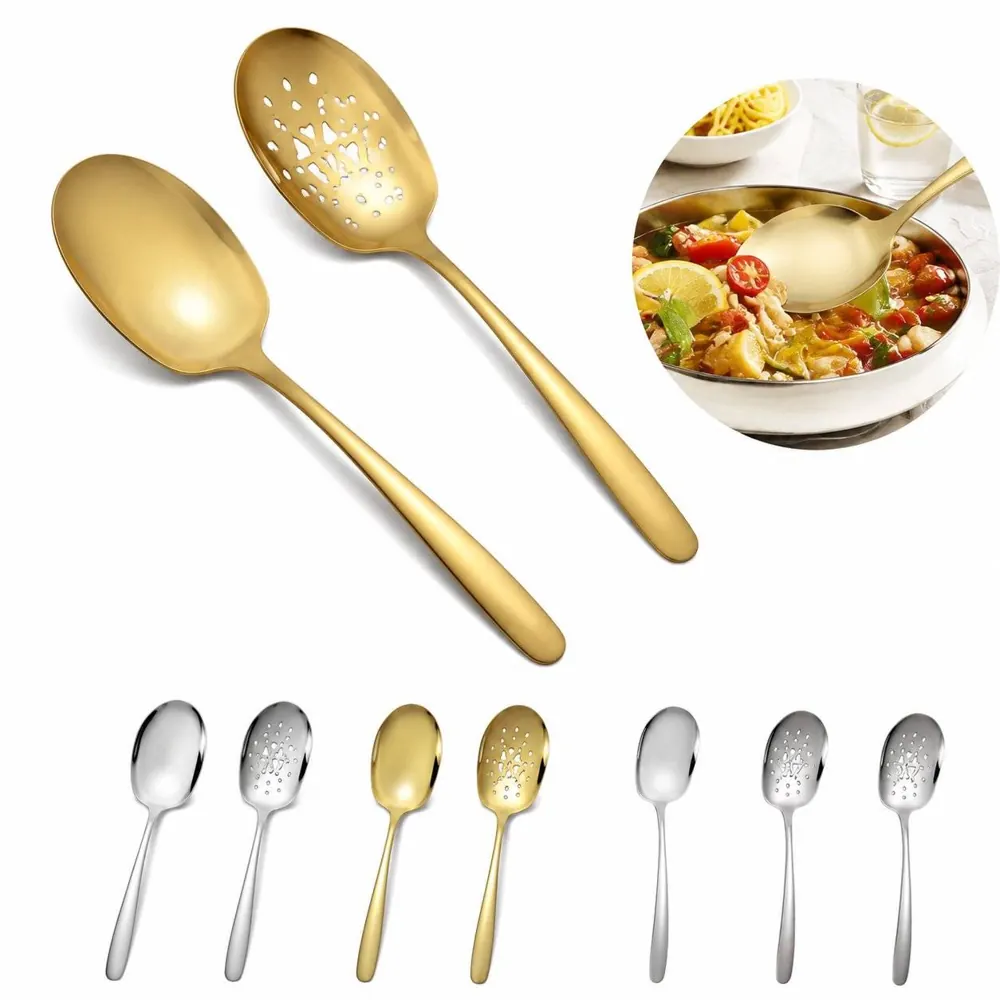 304 Stainless Steel Slotted Spoon with Mirror Finish 2