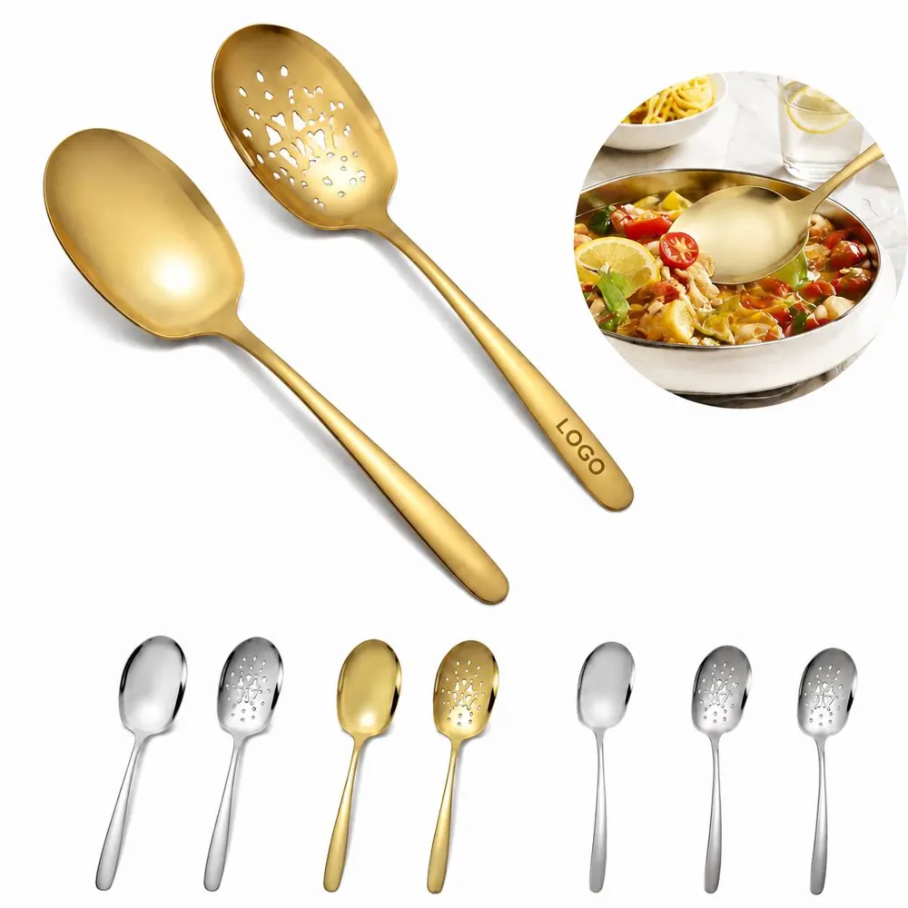 304 Stainless Steel Slotted Spoon with Mirror Finish
