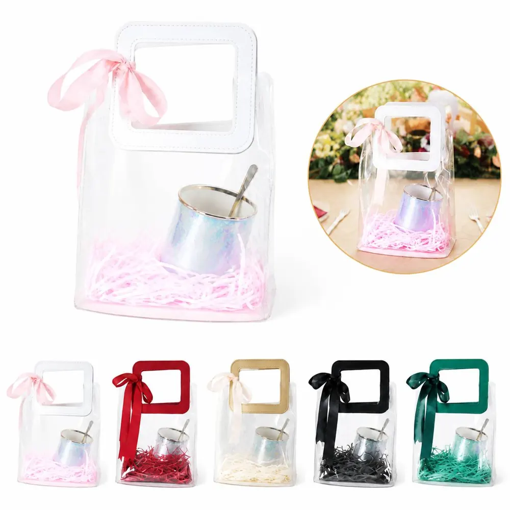 Clear Waterproof PVC Gift Tote Bag with Sturdy Handles 2