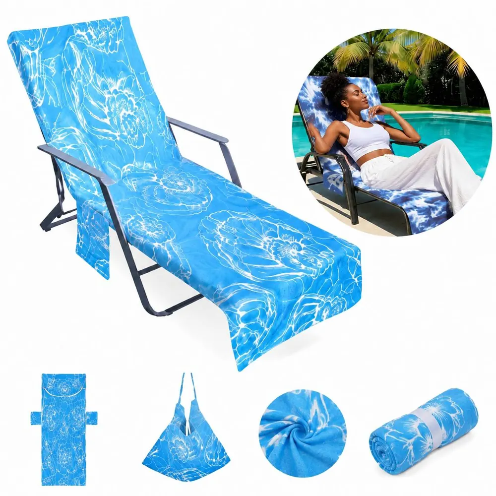 Microfiber Beach Chair Towel with Fitted Elastic Corners 2