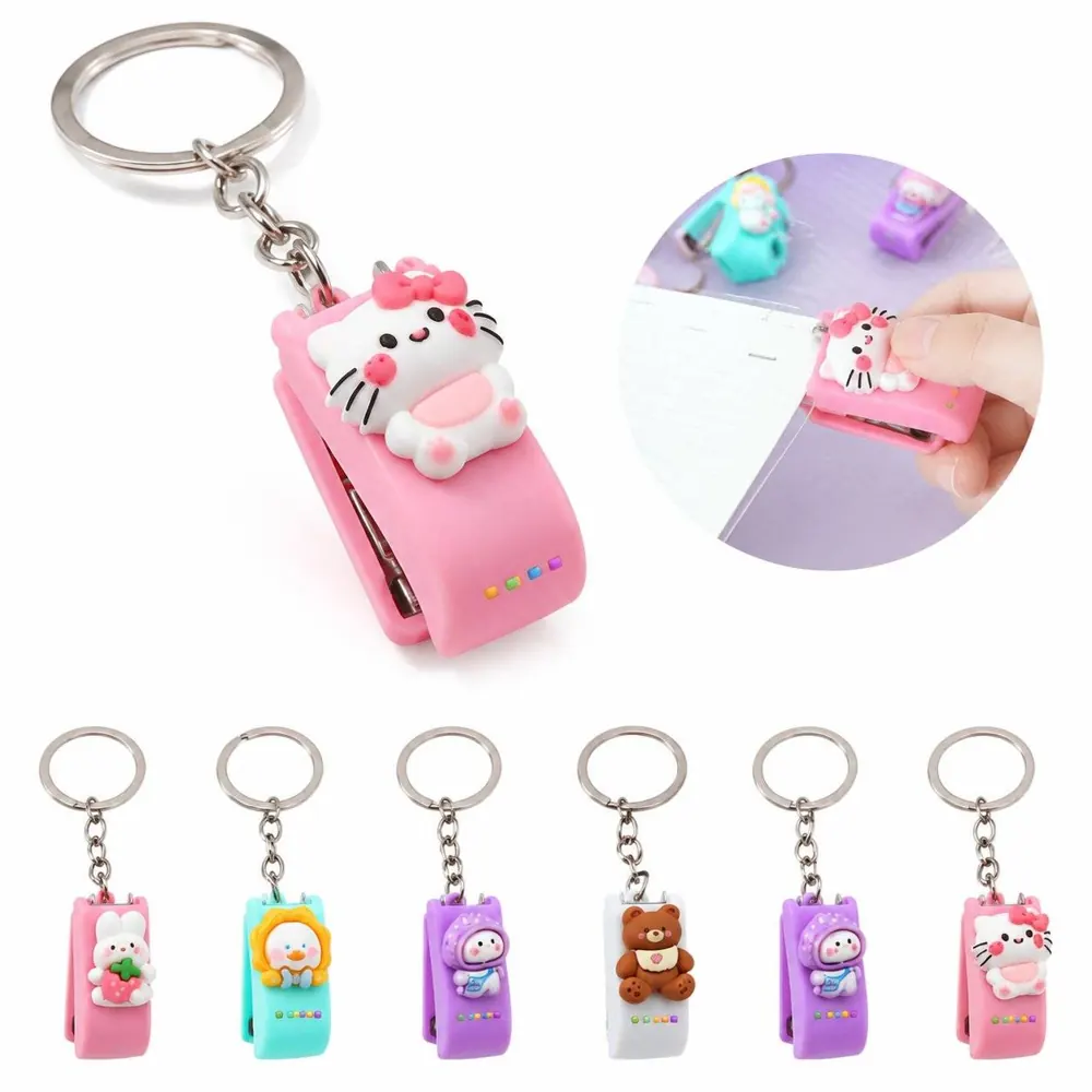 Mini Cartoon Stapler with Keychain for Light Stapling Tasks 2