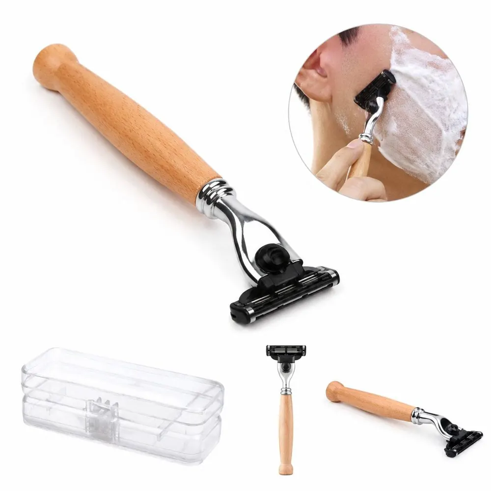 3-Layer Metal Razor with Wooden Handle and Travel Case 2