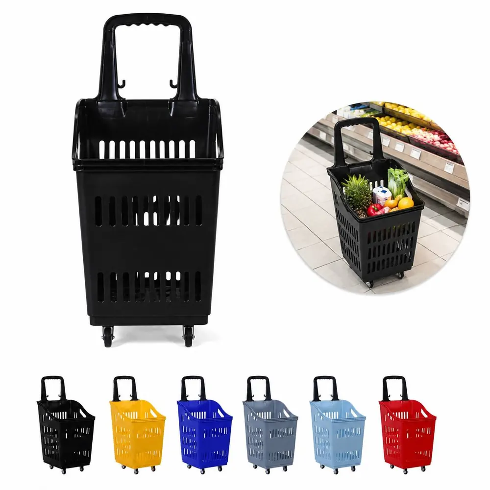 60L Heavy-Duty Rolling Shopping Cart with Smooth Wheels 2