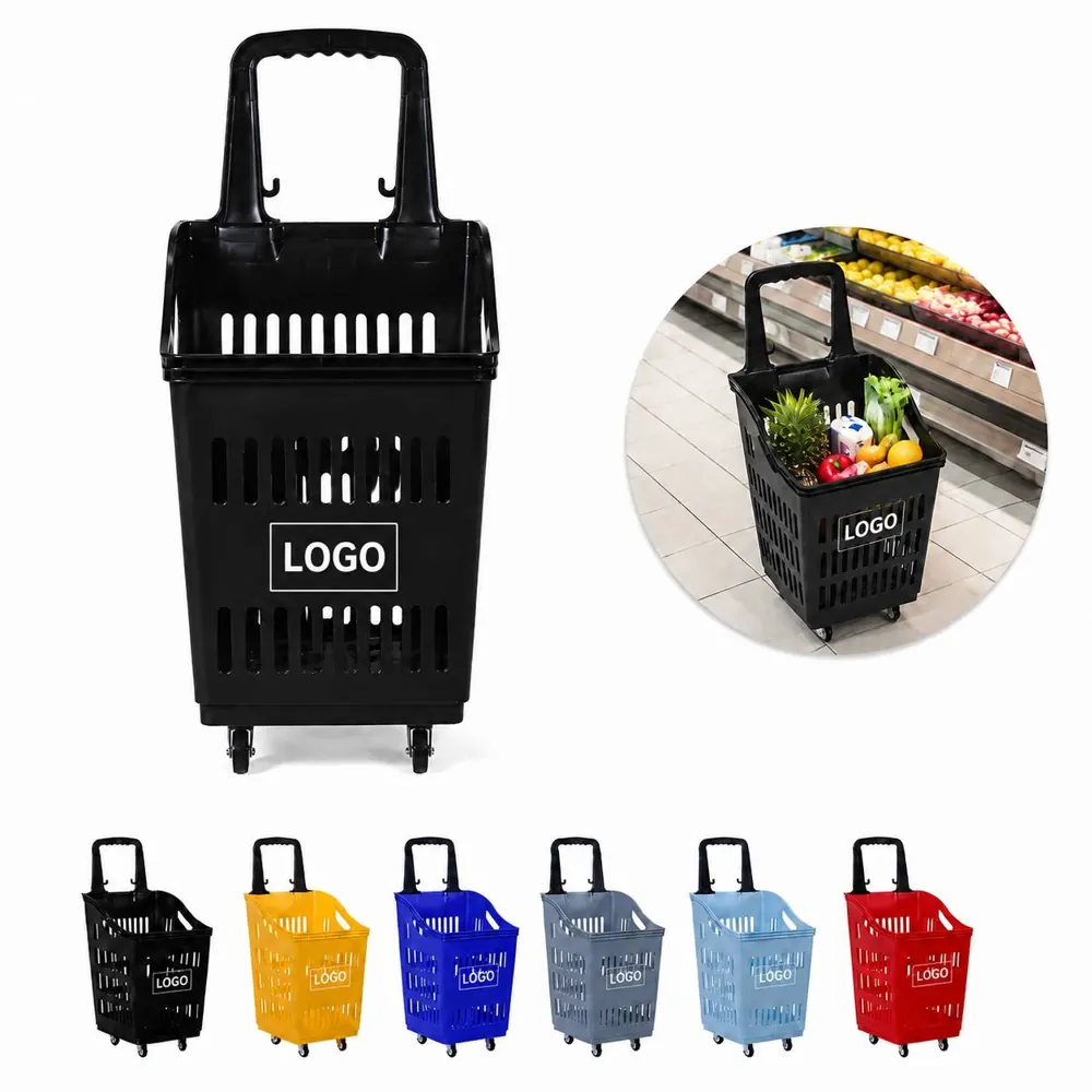 60L Heavy-Duty Rolling Shopping Cart with Smooth Wheels